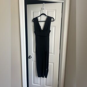 Plunging Neck Ruched Dress